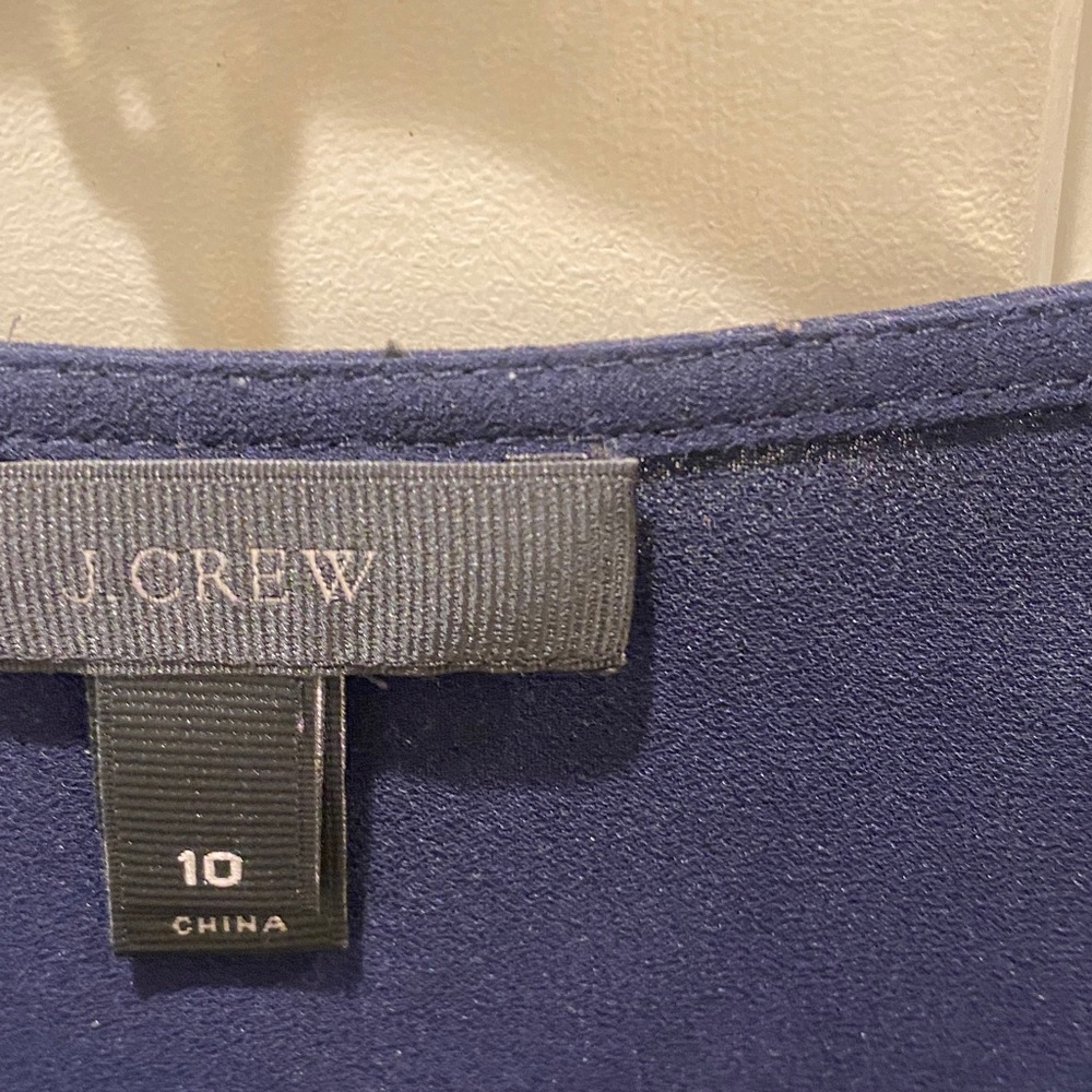 J. Crew Navy Pleated ribbon Blouse - Picture 2 of 8